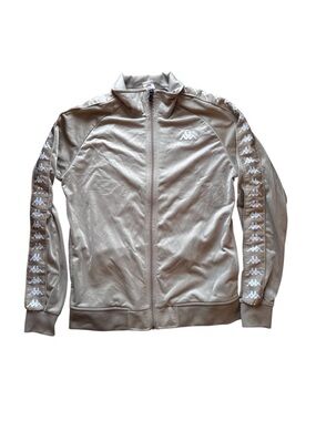 Kappa Beige Track Jacket Women’s Large Full Zip Logo Y2K Athleisure Streetwear